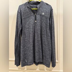 Champion Men’s XL Grey/Black sports long sleeve Quarter Zip pullover sweatshirt